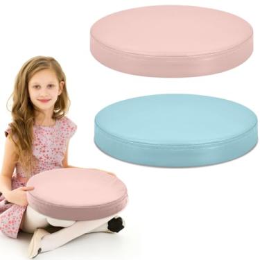 Imagem de Juexica 2 almofadas extra grossas flexíveis para assoalho, almofadas coloridas sortidas para sala de aula, assentos flexíveis e macios para crianças aprendendo a sentar creche, cadeira escolar (azul e