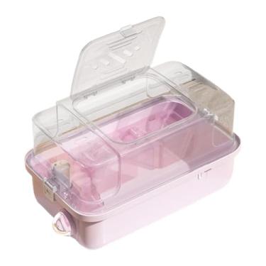 Imagem de Fenteer Gaiola grande para hamster, gaiola para animais pequenos, suprimentos para animais de estimação, estojo de transporte, habitat para coelhos, pequenos, Rosa