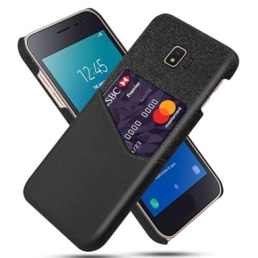 Imagem de Capa para Samsung Galaxy J2 CORE,Tela e tampa de couro PU,Anti-deslizante,Resistência à impressão digital,Caso de proteção de 360°com 1 slot de cartão atrás-Black