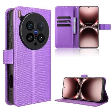 Imagem de Elubugod Capa de couro compatível com Vivo X200 Ultra 5G, capa flip de couro PU compatível com Vivo X200 Ultra 5G V2454A V2454DA capa roxa