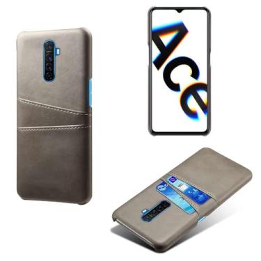 Imagem de Capas Compatível com OPPO X2 PRO,tampa protetora de couro falso,design de saco de cartão com 2 fendas de cartão atrás,proteção anti-impressão digital e anti-gota-Grey