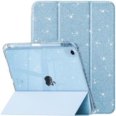 Imagem de May Chen Capa para iPad Air 11 (M3 2025 / M2 2024) 7º 6º, iPad Air 4 e 5 de 10,9 polegadas, 5º 4º (2022/2020) - Capa com glitter com parte traseira transparente brilhante, despertar/dormir com suporte