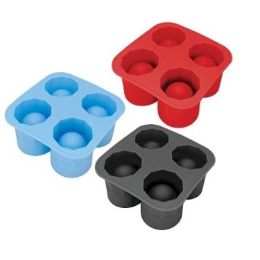 Imagem de Forma de Gelo em Silicone para 4 Copos Shot, 6cm x 5cm, Livre de BPA, Cores Sortidas