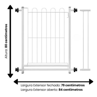 Imagem de Portão Pet Cachorro Crianças Segurança Proteção Pet Bebê 80x70cm Com E