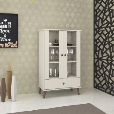 Imagem de Cristaleira Retrô com Vidro 2 Portas 1 Gaveta RT3107 Movelbento - Off White