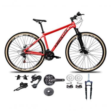 Imagem de Bicicleta Aro 29 Absolute Nero 5 Kit 2x9 Gta Sunrun Freio Disco K7 Garfo C-trava Pneu C-faixa Vermelho Tam.15