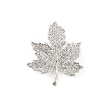 Imagem de Broche de folha de bordo de cristal para mulheres e homens banhado a ouro strass outono lapela broche vintage folha flor joia para cachecóis xaile Dia de Ação de Graças Casamento Boutonniere Outono