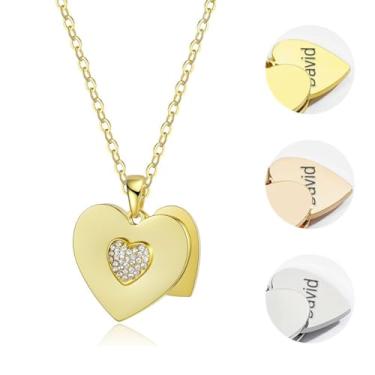 Imagem de ZLHZW Colar de imagem personalizada com texto de foto oculto no interior - pingente de nome de retrato personalizado para mulheres - presentes de dia das mães para mãe, esposa, dia dos namorados