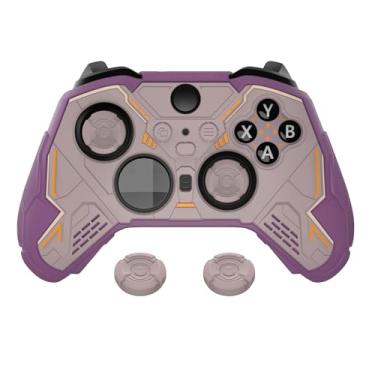 Imagem de PlayVital Stellar Mecha Capa de silicone para Xbox Elite Series 2 e Elite Series 2 Core, protetor antiderrapante para Xbox Elite 2 com alças de polegar e adesivos, marrom rosado e roxo