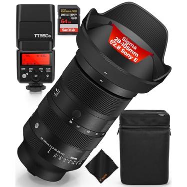 Imagem de Sigma Lente artística 28-105 mm f/2.8 DG DN para Sony E | Abertura constante F2.8 com AF de alta velocidade e bloqueio de zoom, flash Godox TT350S Mini TTL para câmeras Sony, cartão SD Extreme PRO de