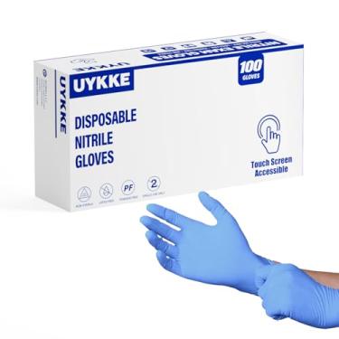 Imagem de UYKKE Luvas Descartáveis De Nitrila 4 Mil, Sem Látex, Para Limpeza, Preparação Alimentos, Culinária, Laboratório, Casa, Salão E Tatuagem (Azul - 100 Unidades, G)