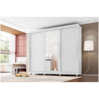 Imagem de Guarda-roupa Casal com Espelho 5 Gavetas 3 Portas de Correr Móveis Lan