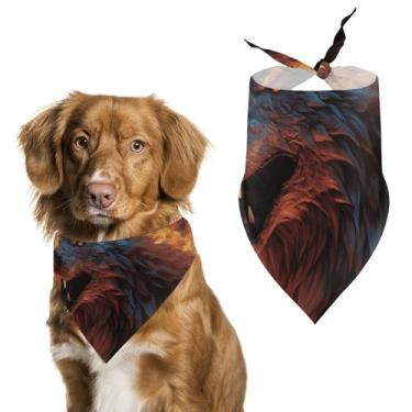 Imagem de Cachecol de poliéster triângulo estampado Wolf Surrounded by Fire - Tamanho único (70 x 30 cm)