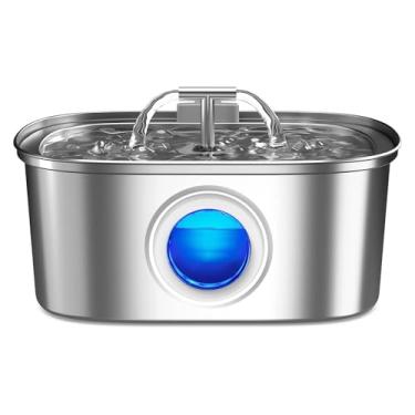 Imagem de NEWPET 3,2L Bebedouro para Gatos, Aço Inoxidável Fonte de Agua pra Gato,Duas Torneiras Bebedouro para Caes, Silenciosa, Bivolt