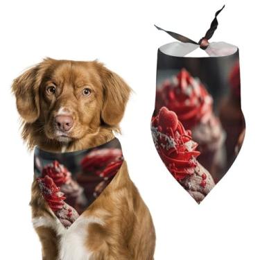 Imagem de Cachecol de poliéster triângulo estampado Red Cupcakes - Tamanho único (70 x 30 cm)