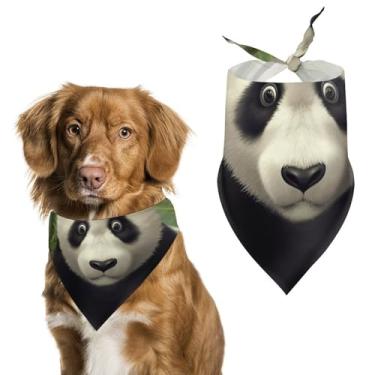 Imagem de Cachecol de poliéster triângulo com estampa de panda fofo - Tamanho único (70 x 30 cm)