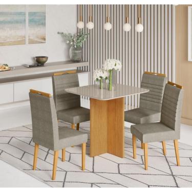 Imagem de Mesa Robusta 90x90 4 Cadeiras Horizonte JCM Cinamomo/Off