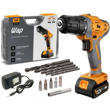 Imagem de Furadeira Parafusadeira 12v Wap 25nm Maleta 12 Bits