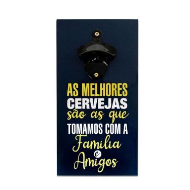 Imagem de Abridor Garrafas Parede Cerveja Amigos Mdf Com Imã 25x13 Cm