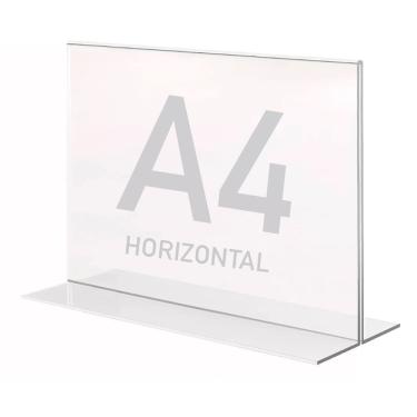 Imagem de Display Expositor T A4 21x30cm Horizontal Acrílico Ps Balcão