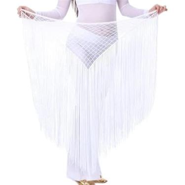 Imagem de Dança Do Ventre Saia De Lantejoulas Saia Dança Do Ventre Acessórios Acessórios Prática Elástico Longo Borla Triângulo Cinto Mão Crochê Dança Do Ventre Quadril Lenço, Yellow White, One Size