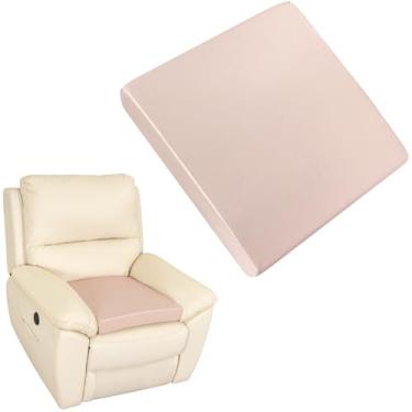 Imagem de FUANGUI Almofadas reclináveis para idosos, almofada de assento de couro PU impermeável, 50 x 50 x 7 cm, almofada quadrada grande para poltrona, cadeira de escritório, alívio da pressão da dor - rosa