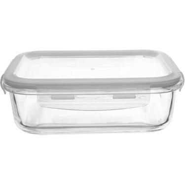 Imagem de Pote Hermético Transparente de Vidro 1000ml Quadrado com Tampa de Silicone, Resistente ao Calor, Livre de BPA, Vai ao Micro-ondas e Freezer, Armazenamento Seguro e Sem Vazamentos para Mantimentos.