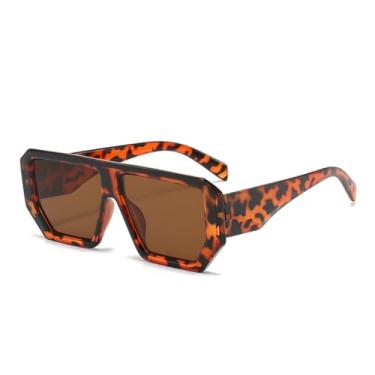 Imagem de Óculos de sol vintage de armação grande, feminino, masculino, retrô, polígono, retangular, masculino (5)