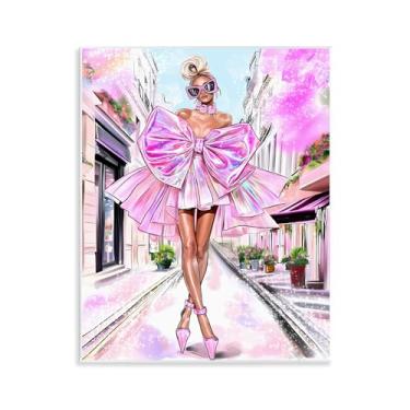 Imagem de Stupell Industries Design de arte Fashionista em placa de parede de cidade grande por Jess Stempel, 14 x 11