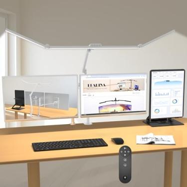 Imagem de EPABINA Lâmpada de mesa de arquiteto ultra brilhante de 36 W com grampo, luz de mesa de LED giratória alta para escritório em casa, barra de luz de monitor ajustável de 117 cm com controle remoto para