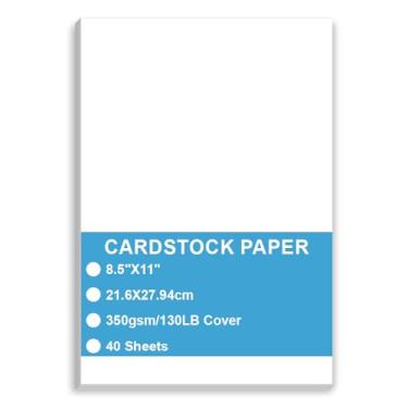 Imagem de Papel cartolina – Material branco brilhante liso, resistente, capa de 59 kg (350 gsm), papel cartolina grosso, 21,6 x 28 cm, 40 folhas, compatível com impressora a jato de tinta/laser