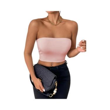 Imagem de Top tubinho sexy bodycon, top tubinho elástico sólido, tops casuais to
