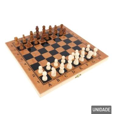 Imagem de Jogo de Tabuleiro 3 EM 1 Xadrez Dama Gamão - Tudo em Caixa - Genérico