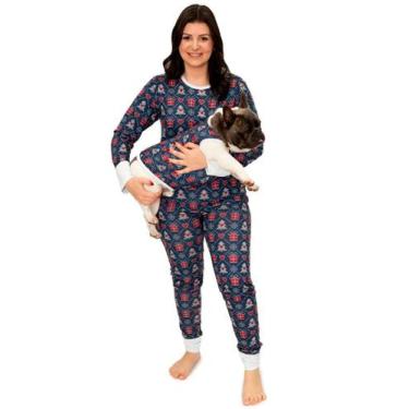 Imagem de Tal Mãe Tal Pet Pijama Feminino Longo e Roupa Pet Natal Love - Alegria