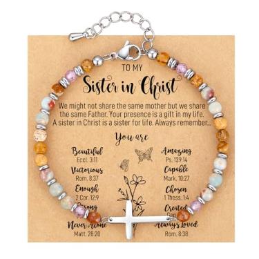 Imagem de AryaHozel Pulseira de cruz delicada para mulheres - Presentes de aniversário de 13 a 60 anos para ela, presentes cristãos para mulheres, irmã, amiga, mãe, filha | Dia dos Namorados, Páscoa, presente