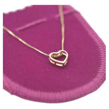 Imagem de Corrente Colar Banhado Ouro 18k Coração Vazado - Papillon Semi Jóias, 