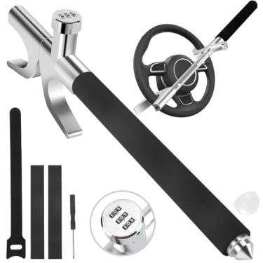 Imagem de HMYMYHM Trava de volante em forma de U, bloqueio anti-roubo, senha sem chave, combinação de senha de 3 dígitos, dispositivo anti-roubo de quebra de janela universal resistente, adequado para sedans