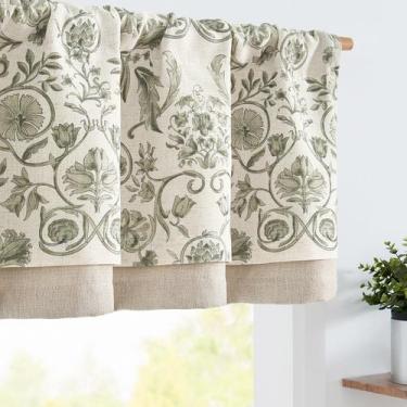 Imagem de Cortina Valance jinchan Linen de camada dupla 40x130cm verde/bege