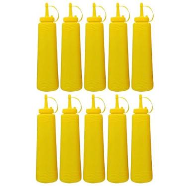 Imagem de Kit 10 Bisnaga Pote Plástico Para Mostarda 400ml Com Tampa - Jaguar