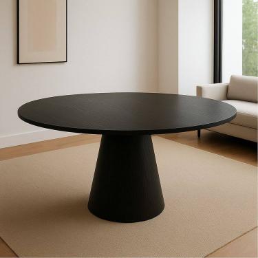 Imagem de Mesa de Jantar Cone Redonda Laminado em Madeira 120cm Cairo Preto