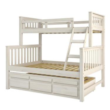 Imagem de Treliche com Cama de Casal 3 Gavetas Madeira Maciça Saraiva, Branco La