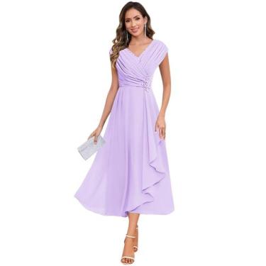 Imagem de Vestido Mãe da Noiva CDSSL Lilac Chiffon Tamanho 10