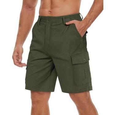 Imagem de Shorts cargo TACVASEN Army Green de algodão/elastano para homens