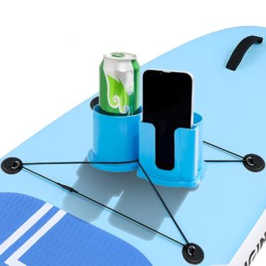 Imagem de Suporte de copo de paddleboard, suporte para prancha de remo de 7,5 cm de diâmetro e suporte de bebida de caiaque, copo de prancha de remo 2 em 1 e acessórios de suporte de telefone para barco de