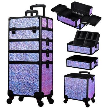 Imagem de Estojo de maquiagem rolante Stagiant Cosmetology com rodas roxo