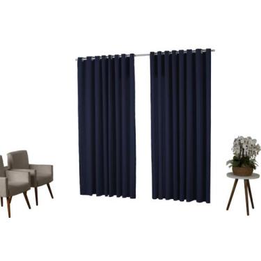 Imagem de Cortina 3,00X2,50 Oxford Quarto Sala Porta ul Marinho - Imperial Moda 