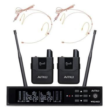 Imagem de AMW BU300 v2 Microfone Sem Fio Duplo Auricular Digital UHF + Estojo