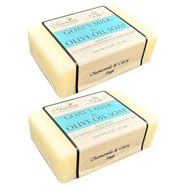 Imagem de The Grecian Soap Company Clean Beauty Sabonete em barra de leite de cabra e azeite de oliva em camomila e sálvia esclareia - pacote com 2 barras perfumadas totalmente naturais de 170 g para mulheres e