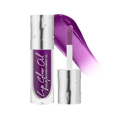 Imagem de Yanqina Óleo hidratante labial de longa duração, nutritivo, brilho labial, hidratante, não pegajoso, mancha labial, óleo de cereja matizado, cuidados labiais (Lilás)