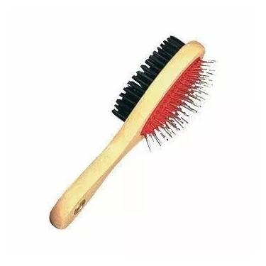 Imagem de Escova Rasqueadeira Dupla Função para Cães e Gatos Cerdas Macias: Desembola, Desembaraça e Dá Brilho